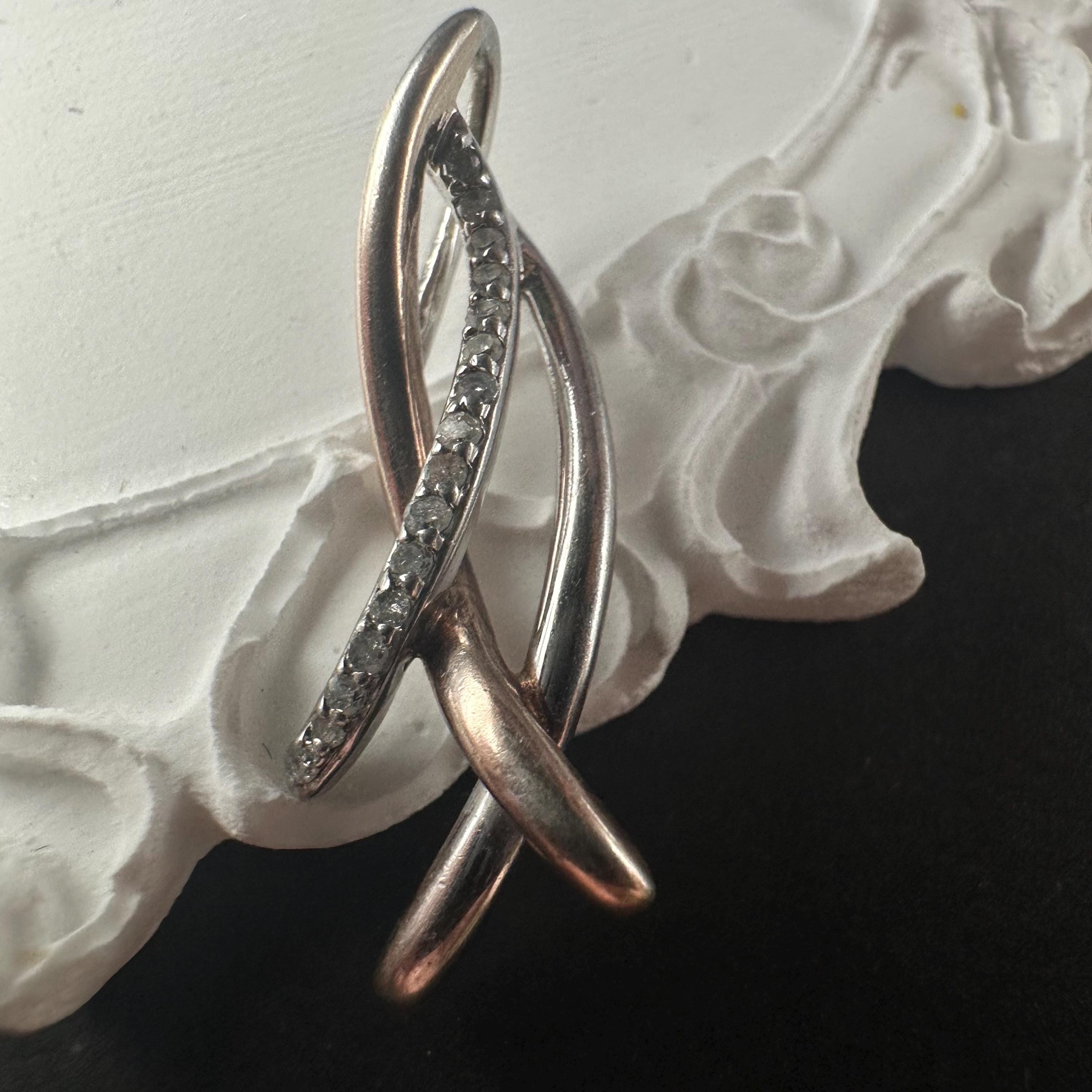 Diamond and Sterling Silver Necklace Pendant