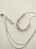Dyadema 925 ITALY Sterling Necklace with Silver and Rose Gold Beads - Adjustable