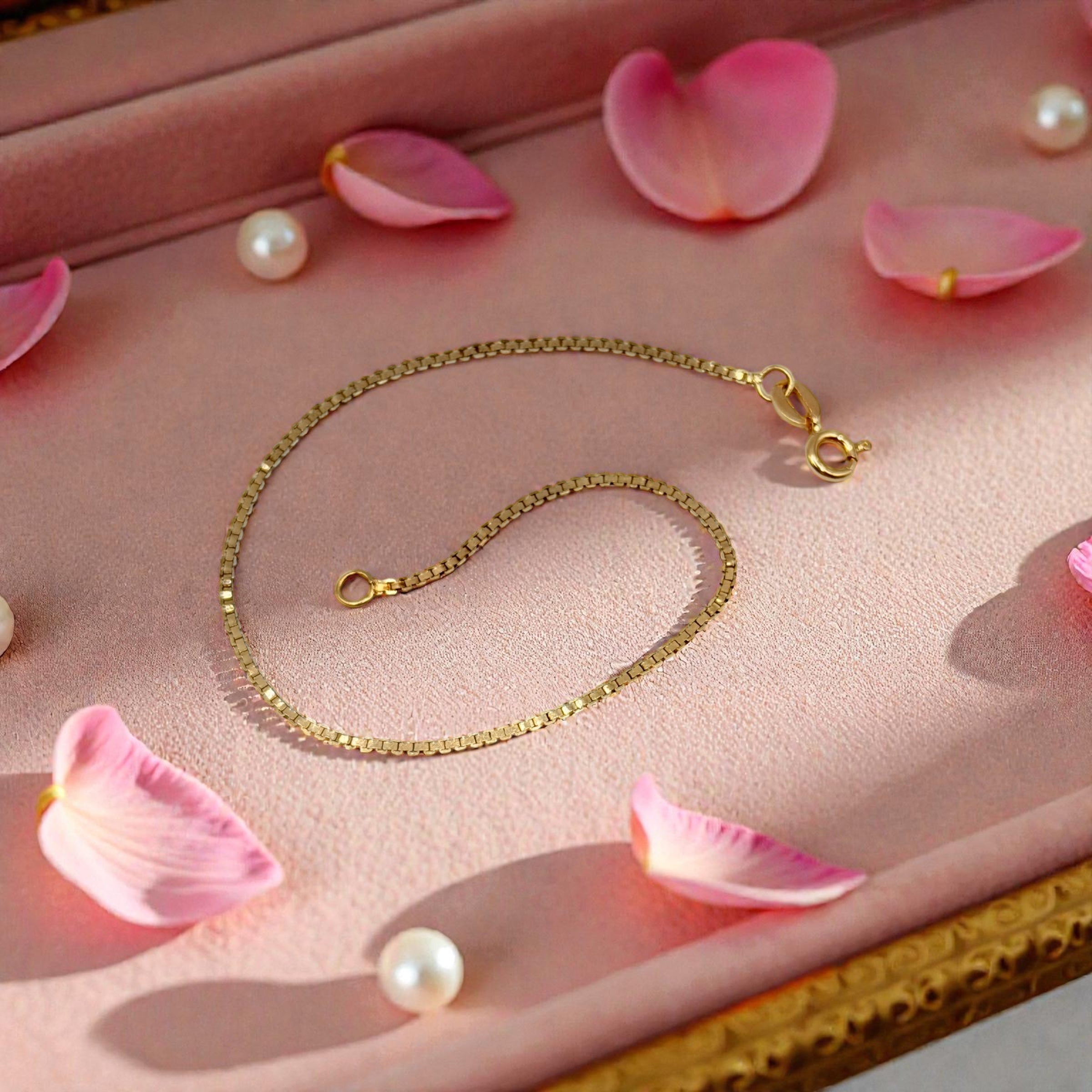 Solid 14K Yellow Gold Box Link Bracelet – 7 Inches