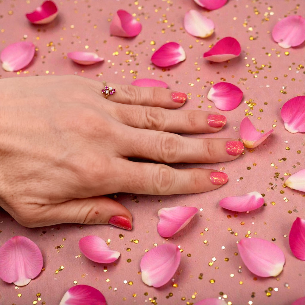 Solid 14K Yellow Gold Ring with Round Cut Ruby and Gemstone Cluster Size 5.5