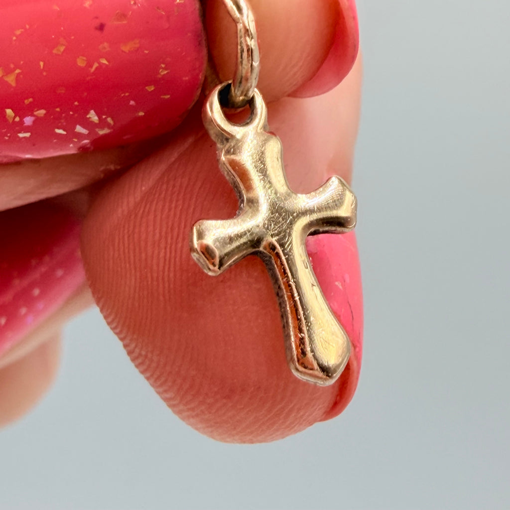 James Avery Solid 14K Yellow Gold Cross Charm With Uncut Loop