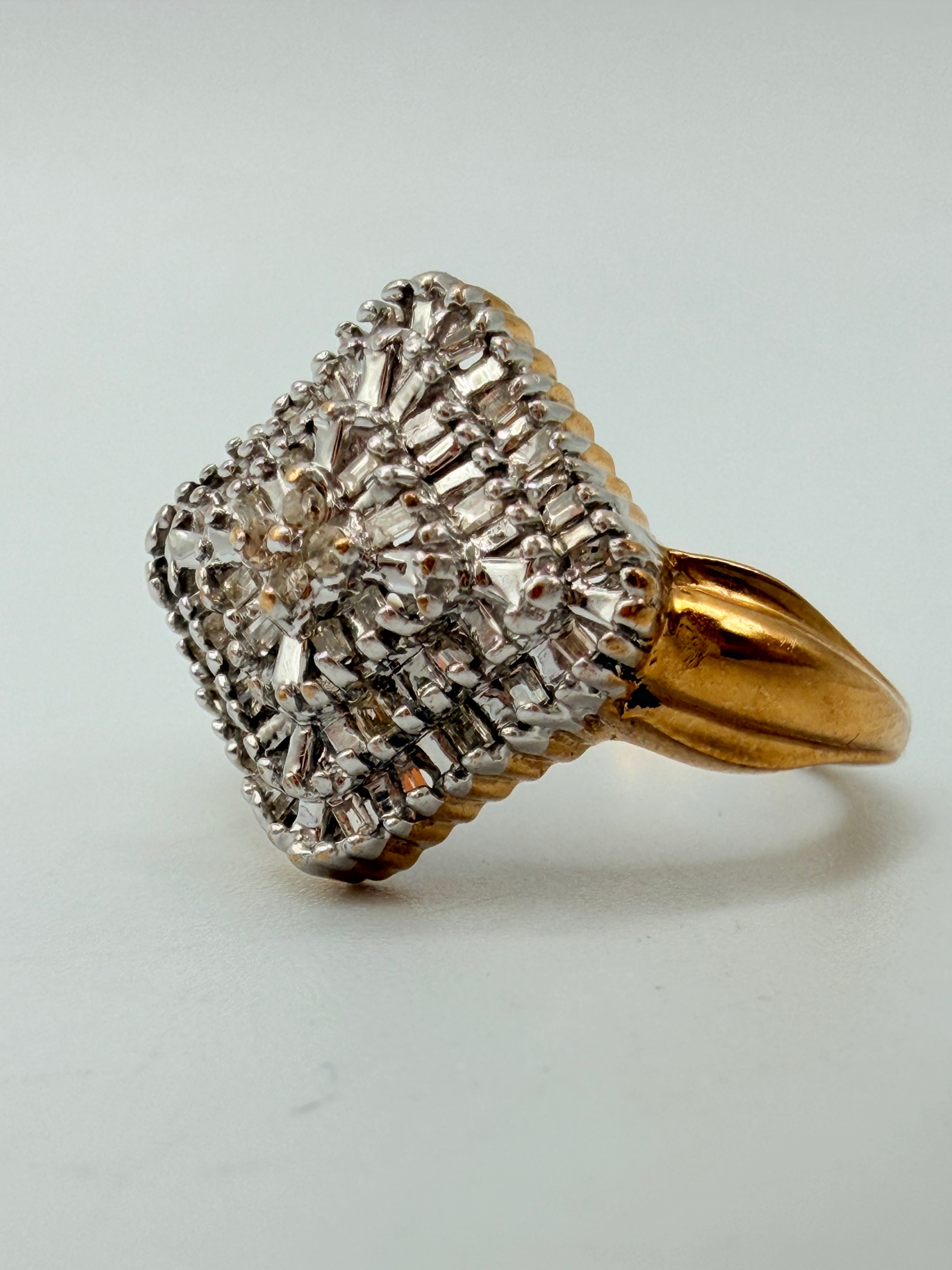 Solid 10K Yellow Gold Ring with Diamonds – Size 7