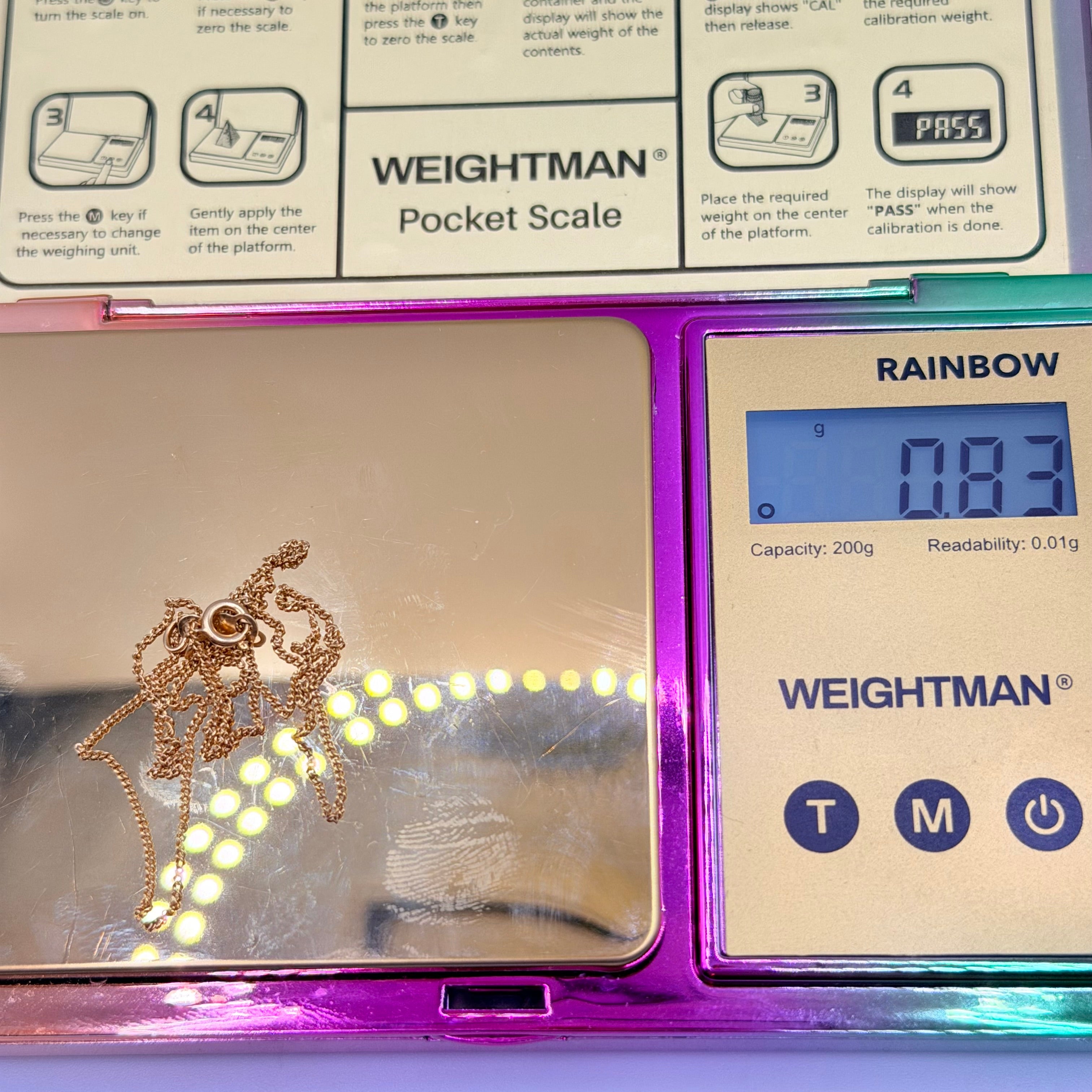 Solid 14K Yellow Gold Curb Chain Necklace 15 Inches