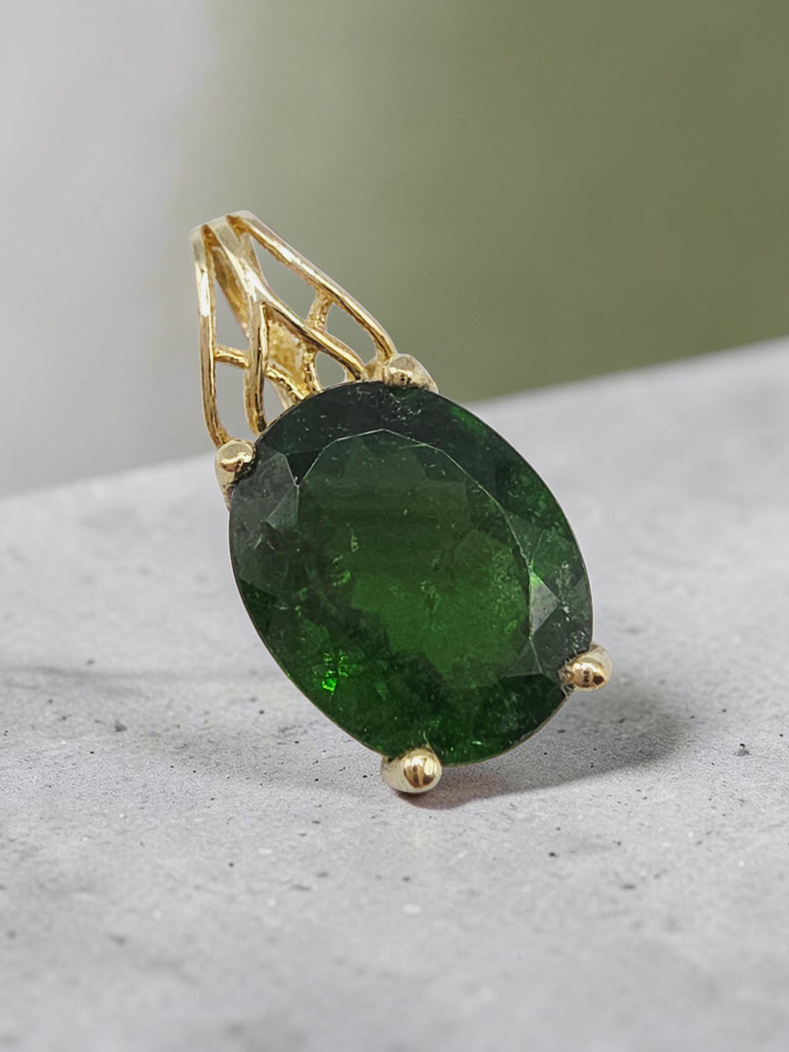 Fuzion Creations Gold Vermeil over 925 Sterling Silver Emerald Necklace Pendant