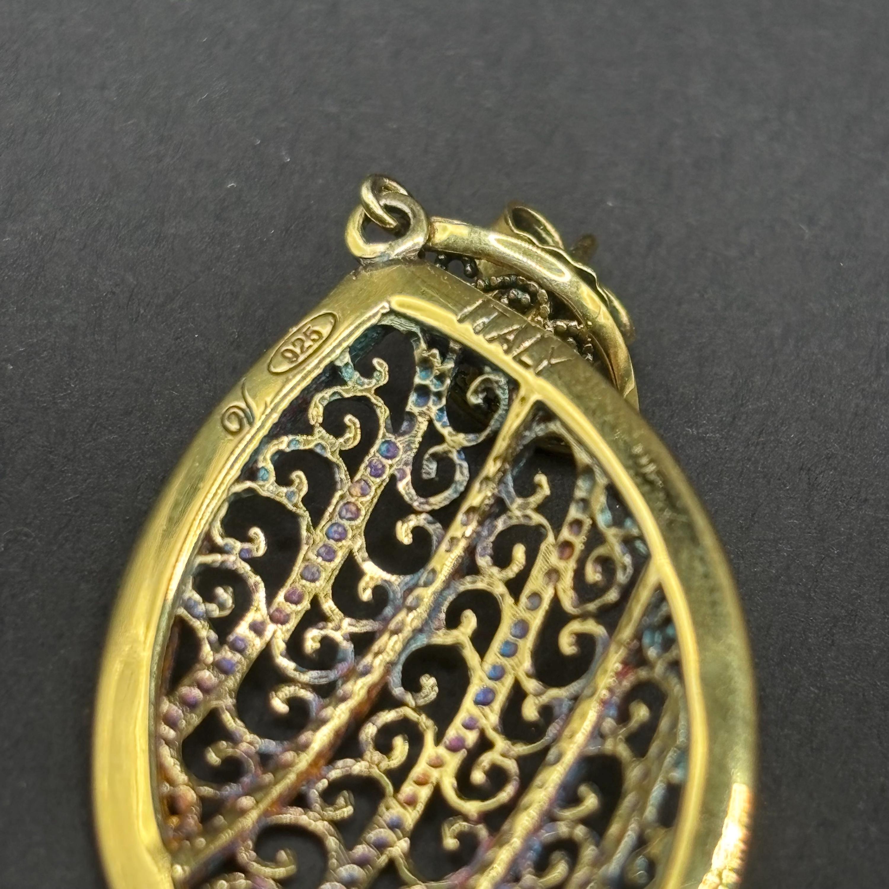 Gold Vermeil Over Sterling Silver Vintage Spanish Drop Dangle Earrings With Filigree Pattern