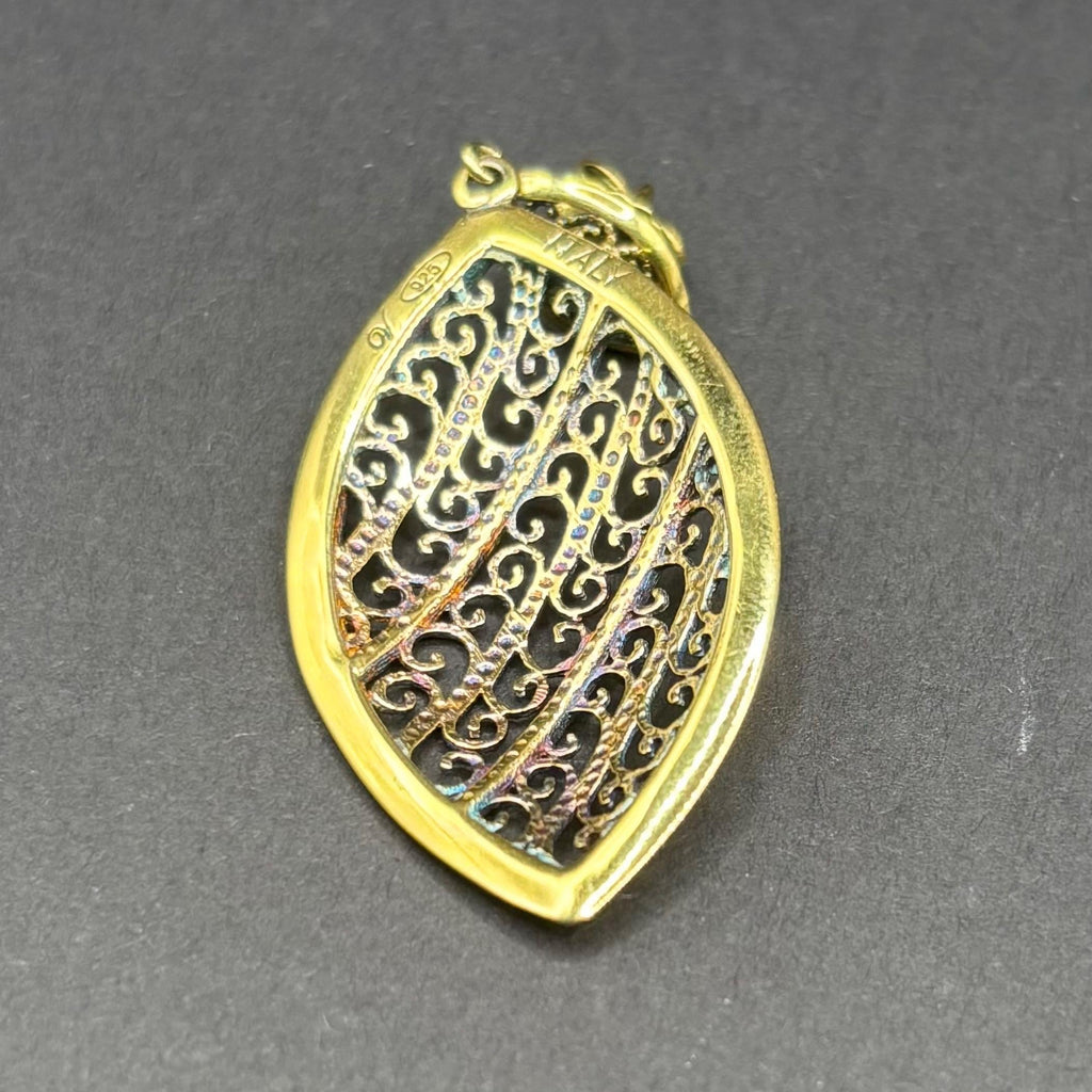 Gold Vermeil Over Sterling Silver Vintage Spanish Drop Dangle Earrings With Filigree Pattern