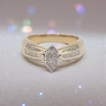 Rosy Blue Solid 14K Yellow Gold Marquise Diamond Cluster Ring – Size 7.25