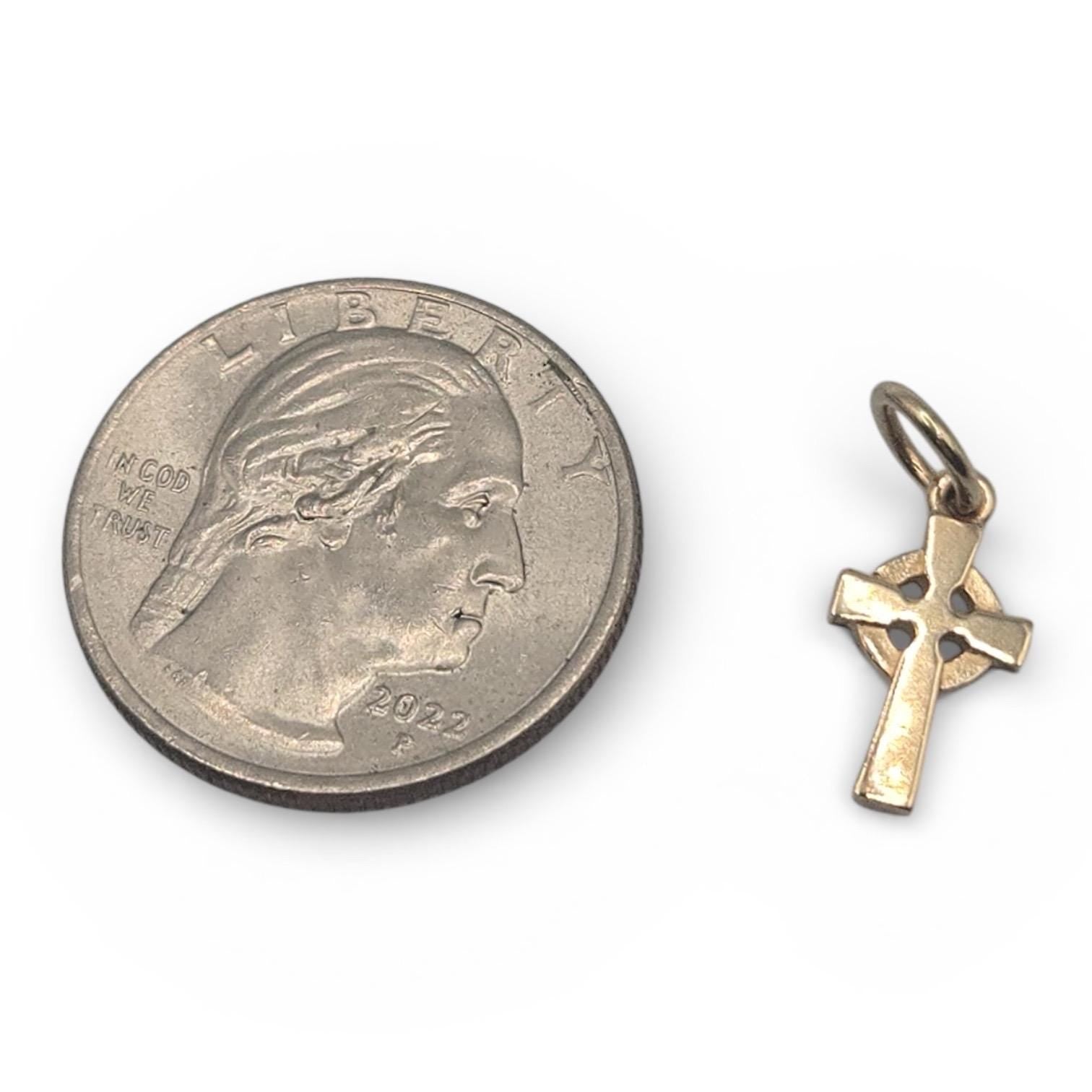 James Avery 14K Solid Gold Celtic Cross Pendant, Retired Uncut Loop, Vintage Faith Charm