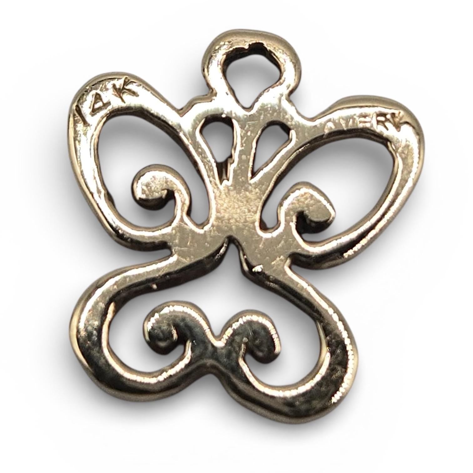 James Avery 14K Solid Gold Spring Butterfly Charm, No Loop, Petite Butterfly Pendant