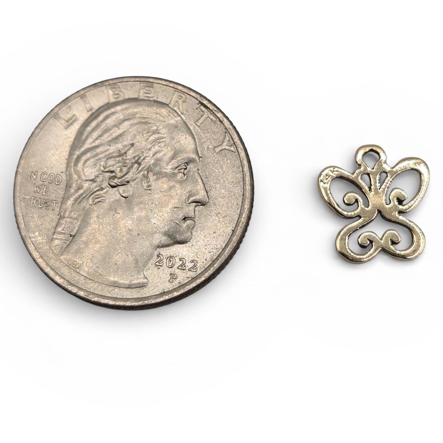 James Avery 14K Solid Gold Spring Butterfly Charm, No Loop, Petite Butterfly Pendant