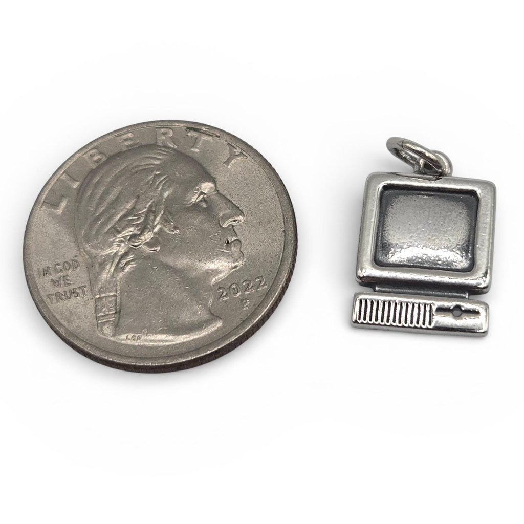 James Avery Computer Pendant Charm, Retired, Uncut Loop, 925 Sterling Silver