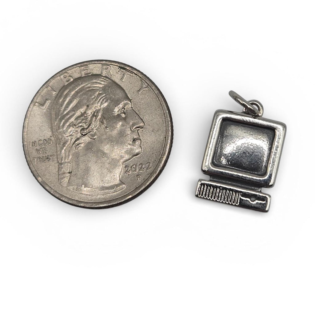 James Avery Computer Pendant Charm, Retired, Uncut Loop, 925 Sterling Silver