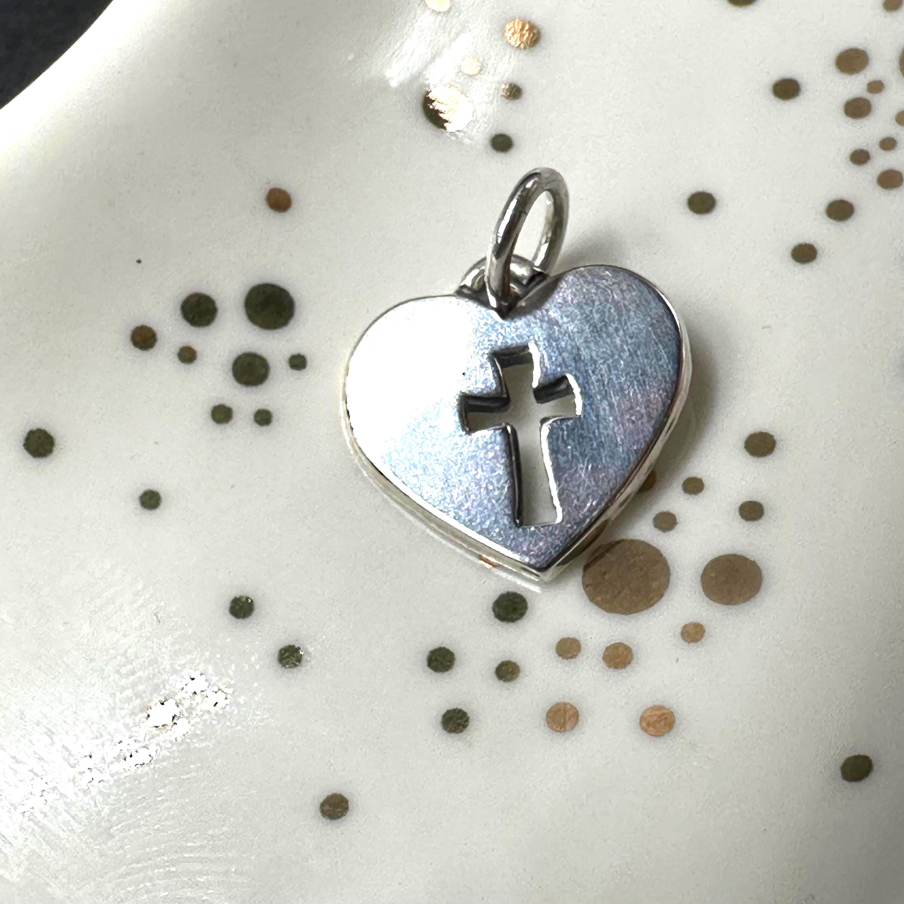 James Avery Crosslet Heart Charm 925 Sterling Silver
