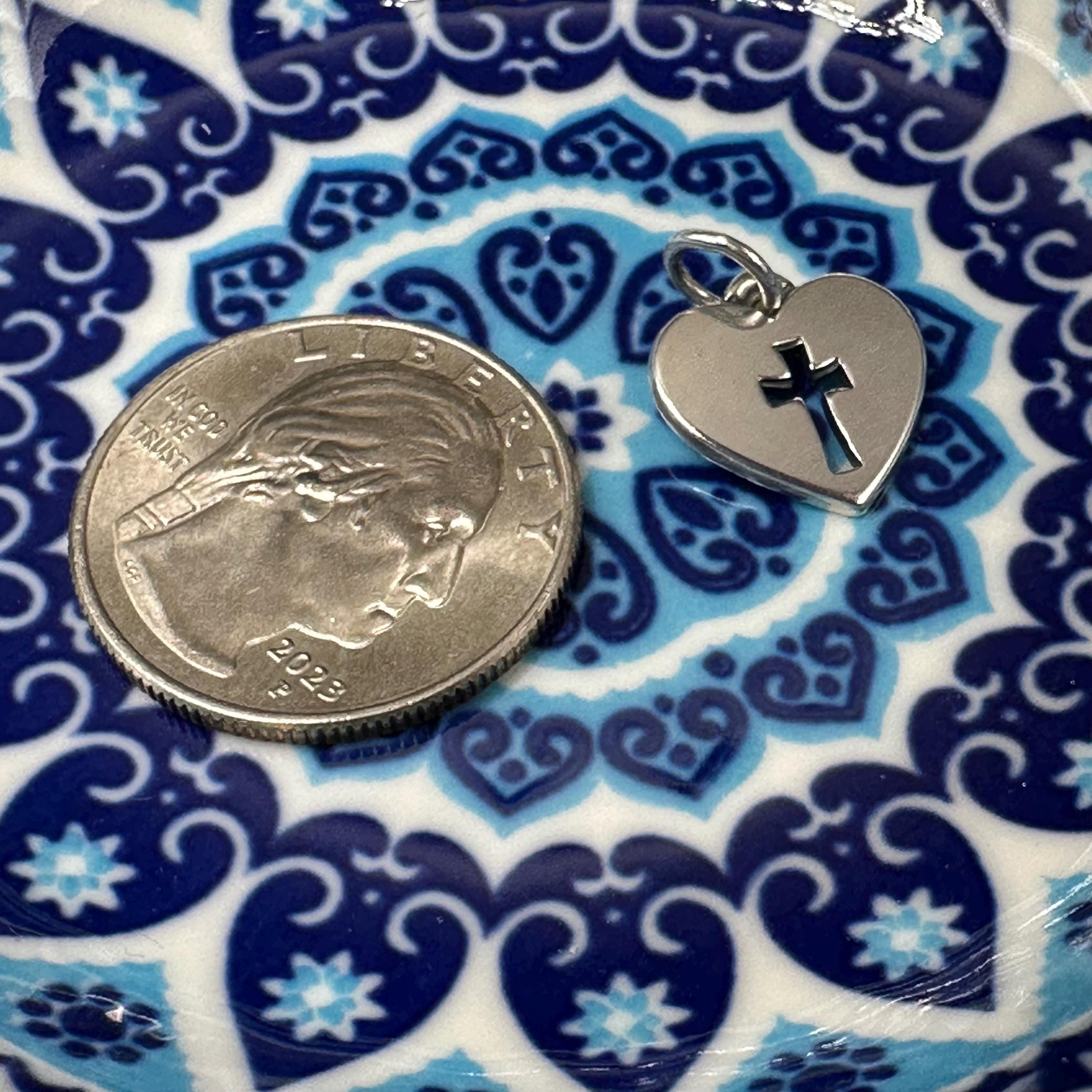 James Avery Crosslet Heart Charm 925 Sterling Silver