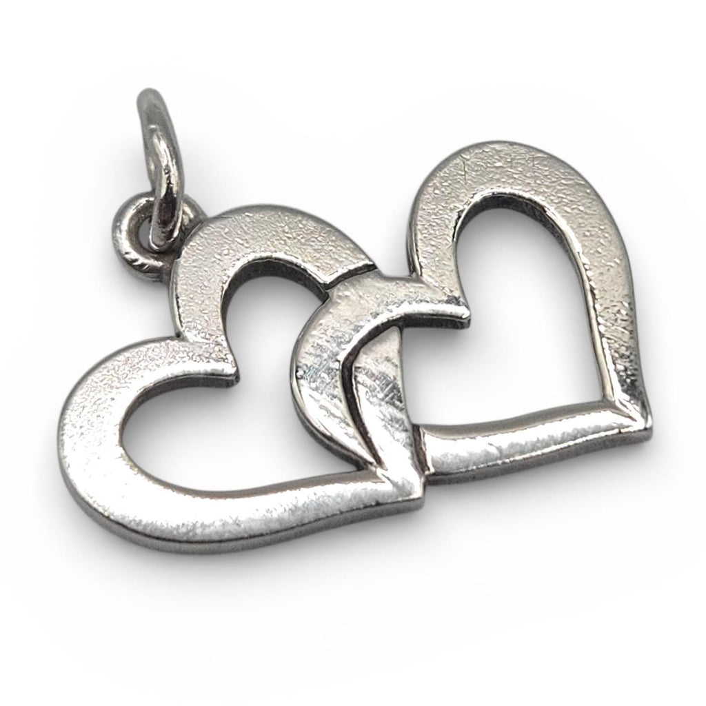 James Avery Double Open Cupid Hearts Charm, Retired, Sterling Silver