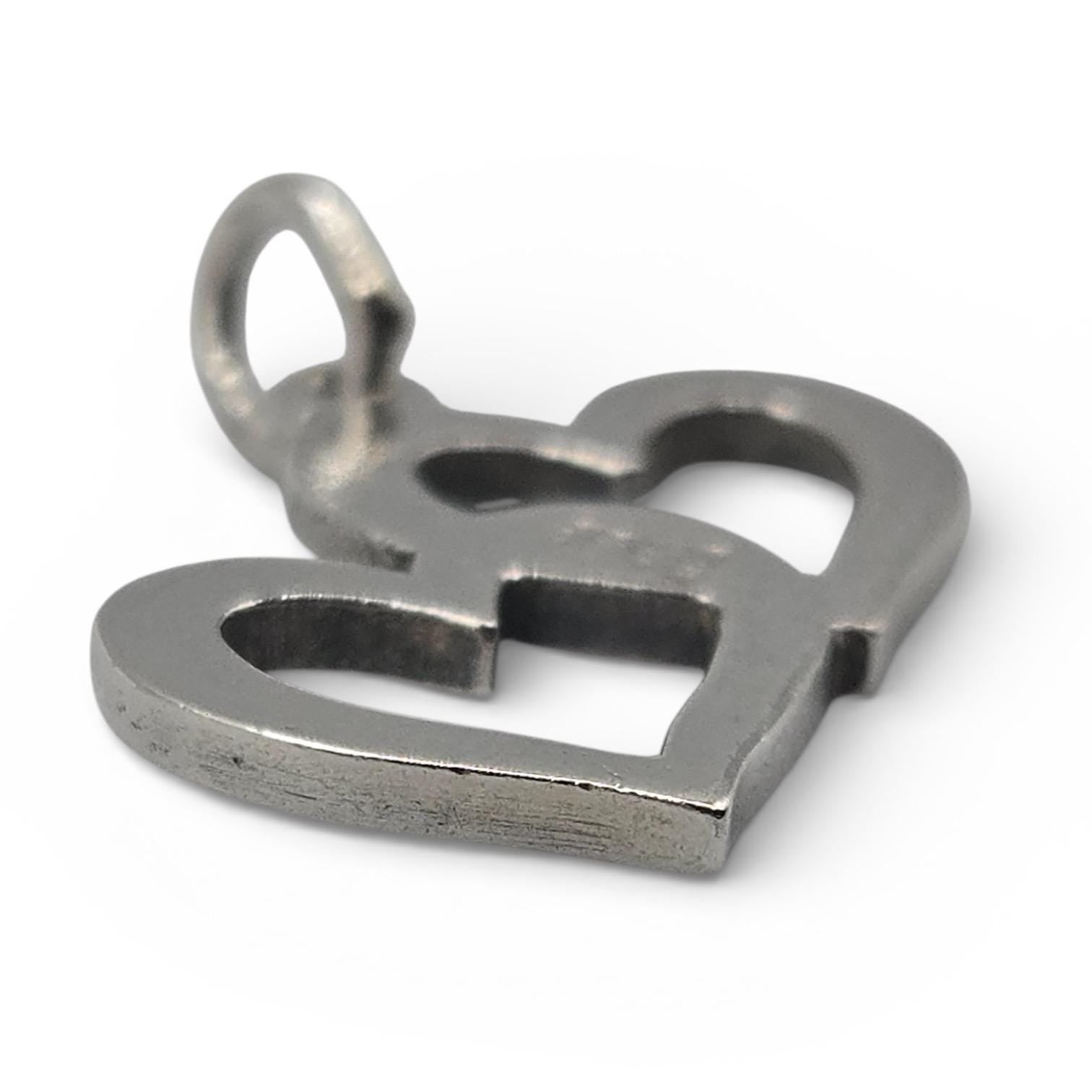 James Avery Double Open Cupid Hearts Charm, Retired, Sterling Silver
