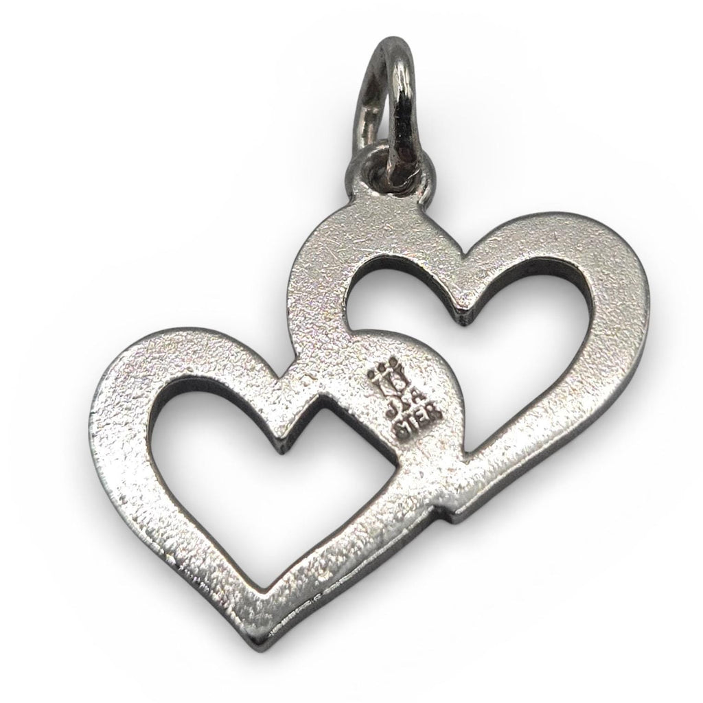 James Avery Double Open Cupid Hearts Charm, Retired, Sterling Silver