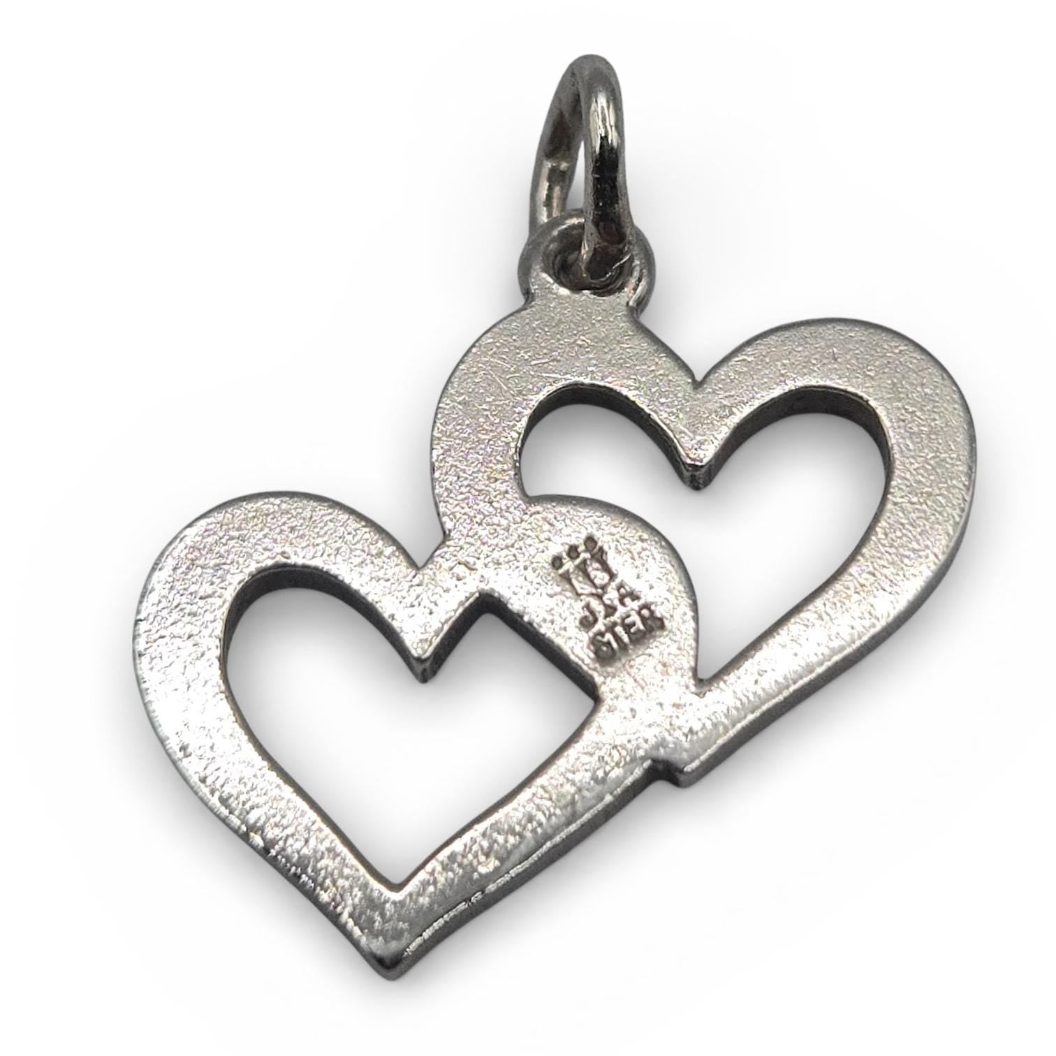 James Avery Double Open Cupid Hearts Charm, Retired, Sterling Silver