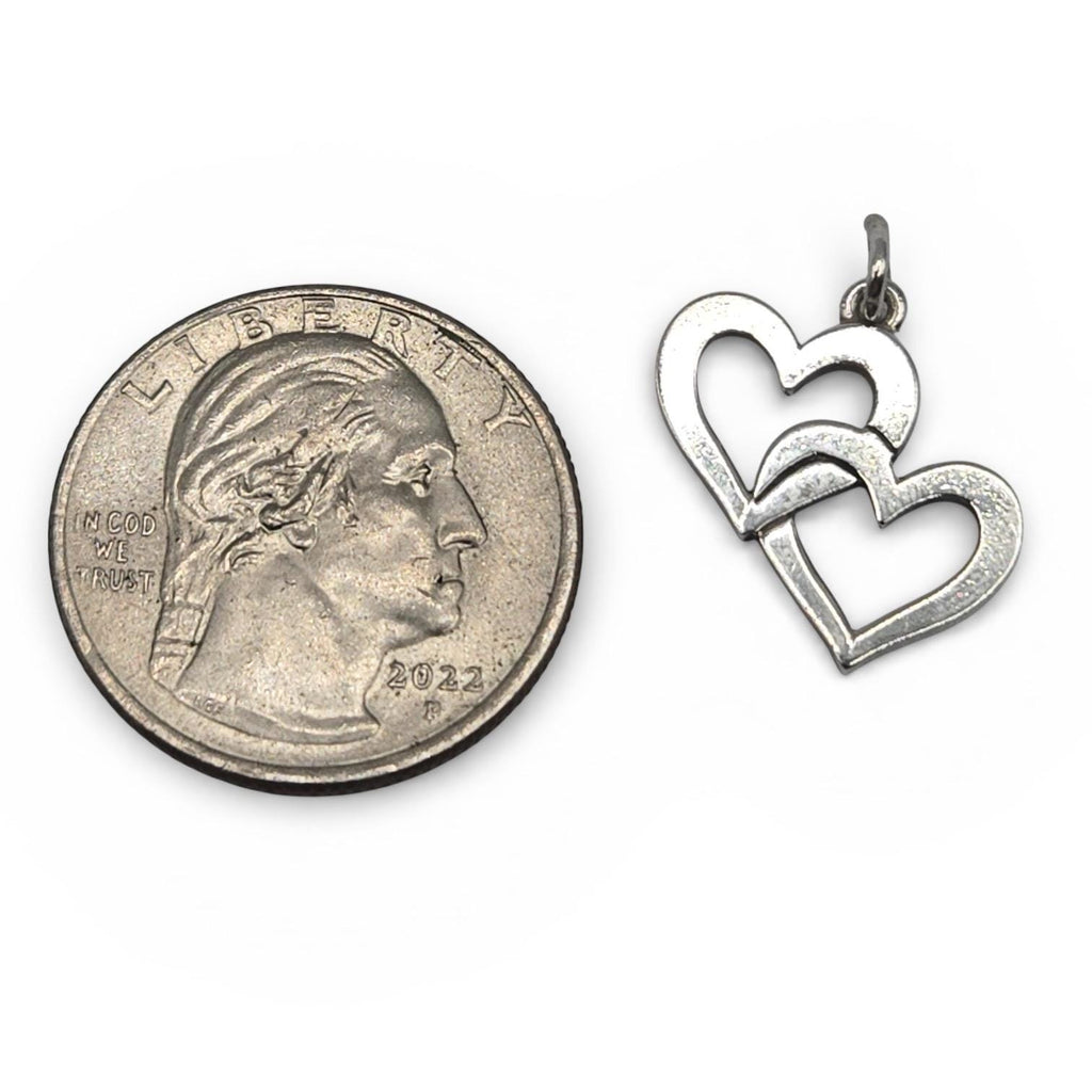 James Avery Double Open Cupid Hearts Charm, Retired, Sterling Silver