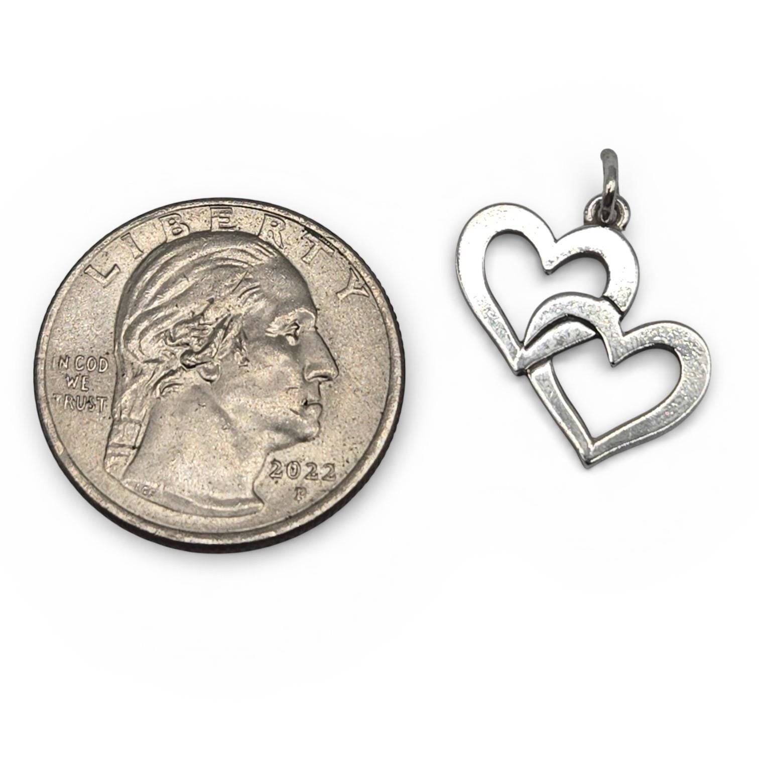 James Avery Double Open Cupid Hearts Charm, Retired, Sterling Silver