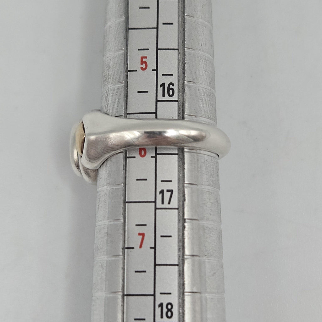 James Avery Garnet Ring, Size 5.75, Sterling Silver with Solid 14K Gold Heart Accents