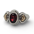 James Avery Garnet Ring, Size 5.75, Sterling Silver with Solid 14K Gold Heart Accents