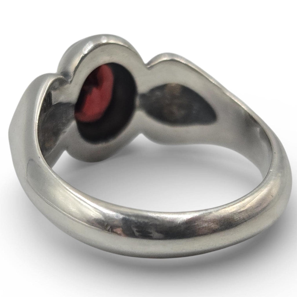 James Avery Garnet Ring, Size 5.75, Sterling Silver with Solid 14K Gold Heart Accents
