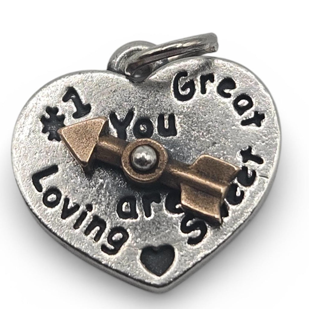 James Avery Heart Spinner Charm, Retired Sterling Silver with Bronze Arrow Accent