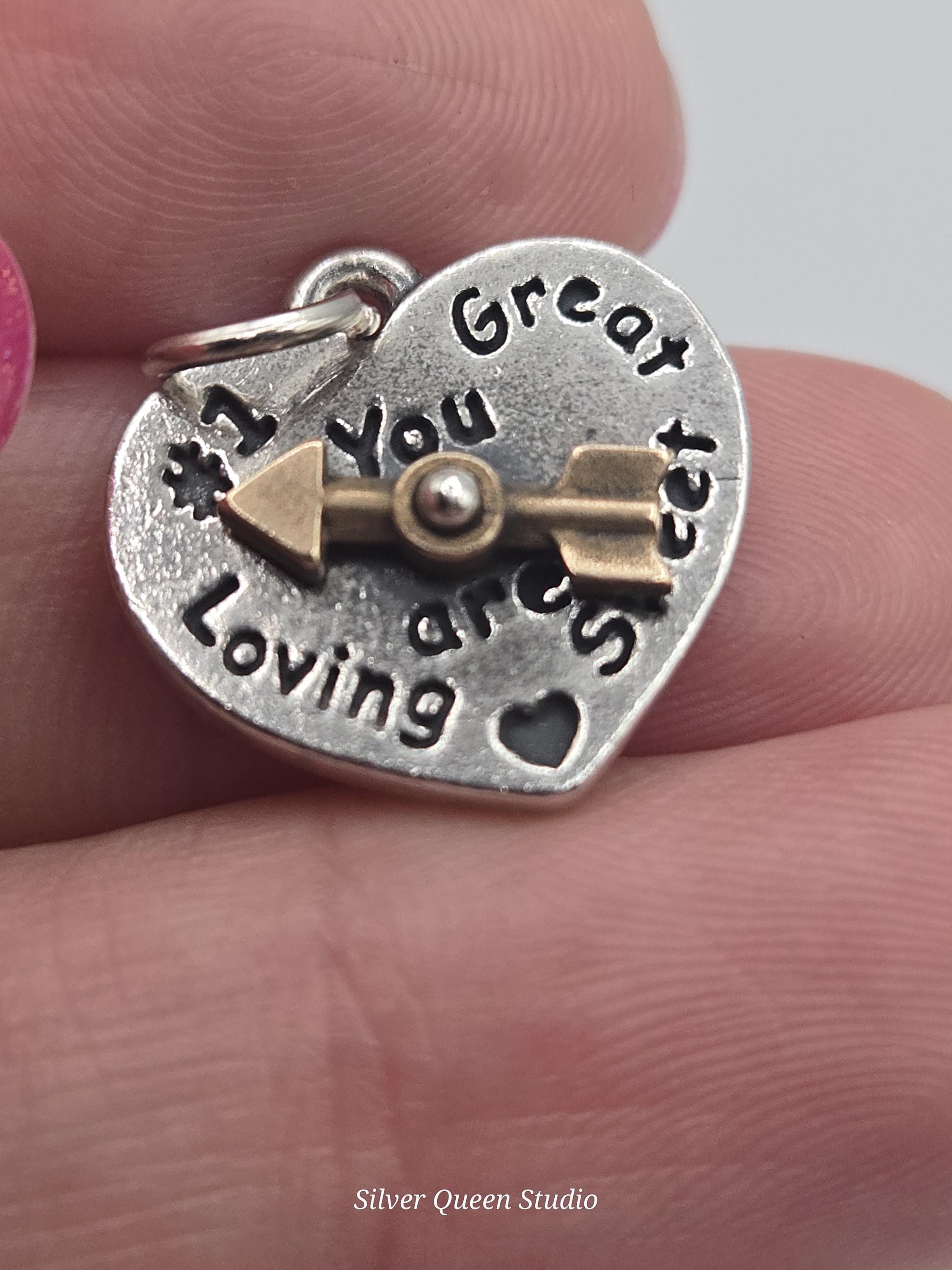 James Avery Heart Spinner Charm, Retired Sterling Silver with Bronze Arrow Accent