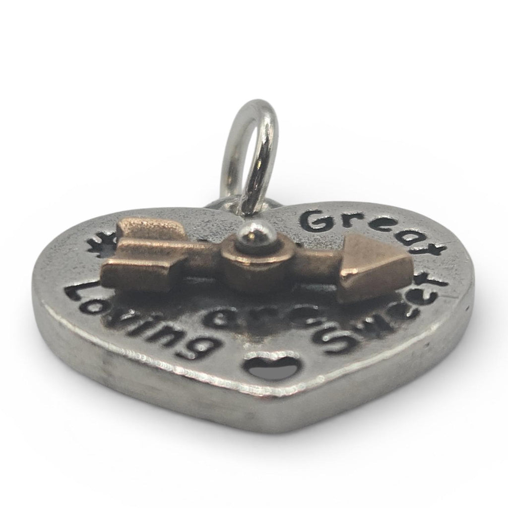 James Avery Heart Spinner Charm, Retired Sterling Silver with Bronze Arrow Accent