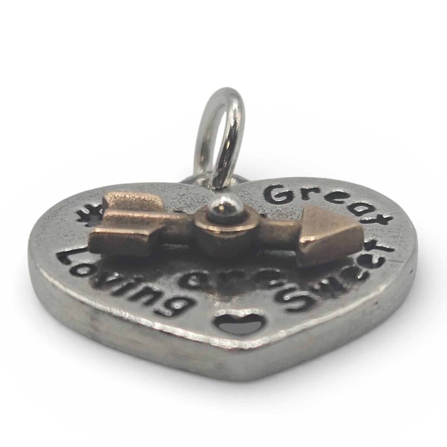 James Avery Heart Spinner Charm, Retired Sterling Silver with Bronze Arrow Accent