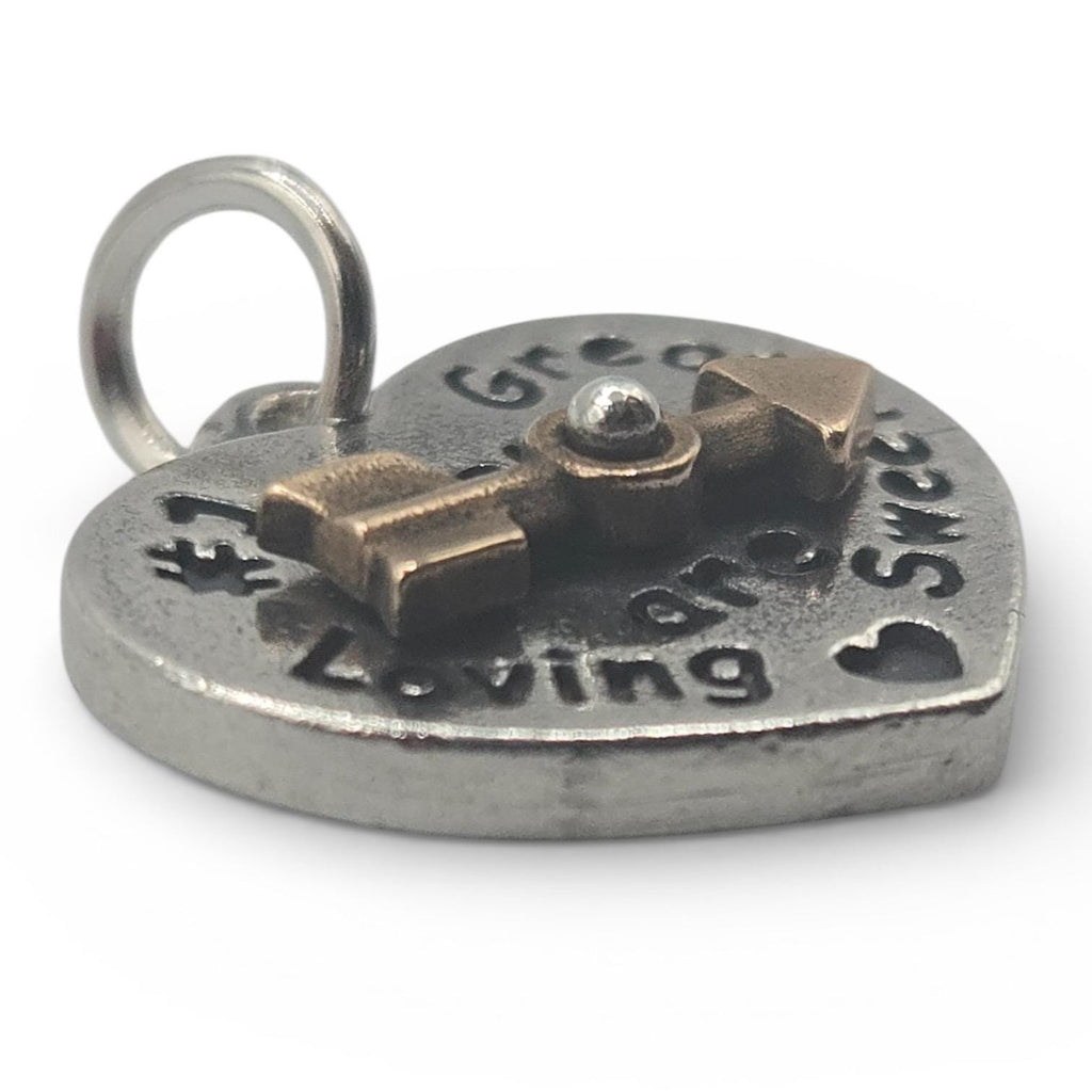 James Avery Heart Spinner Charm, Retired Sterling Silver with Bronze Arrow Accent