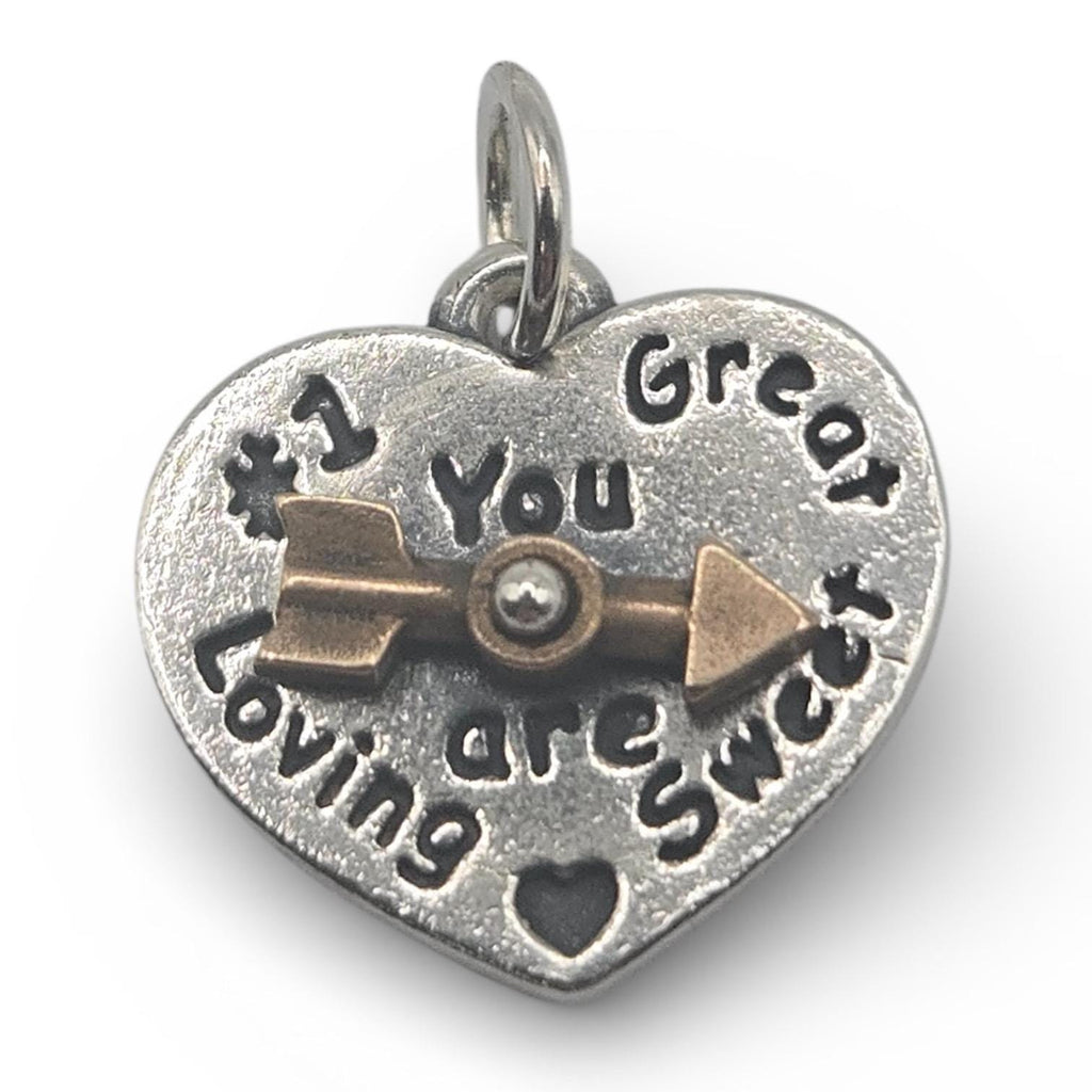 James Avery Heart Spinner Charm, Retired Sterling Silver with Bronze Arrow Accent