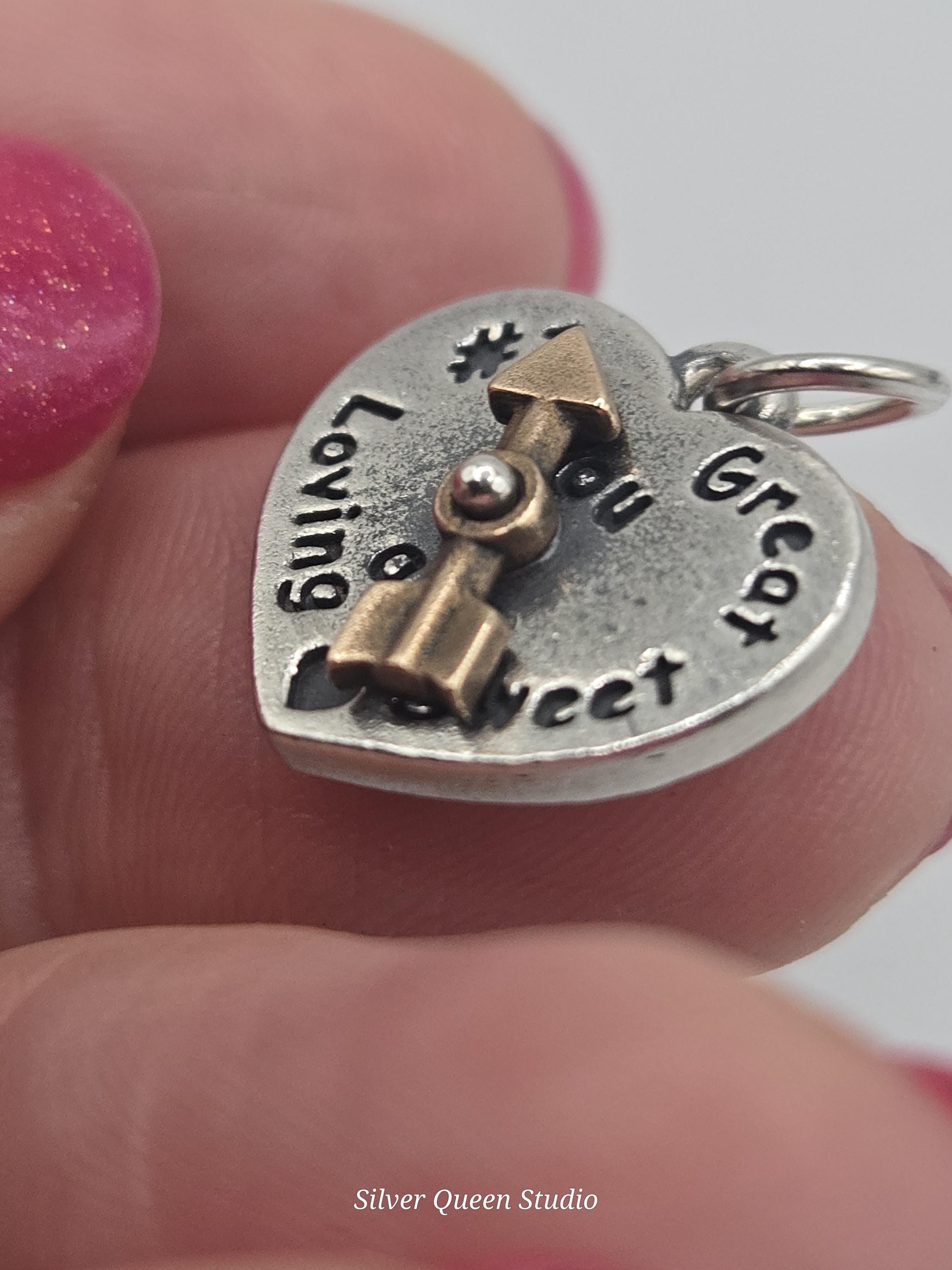James Avery Heart Spinner Charm, Retired Sterling Silver with Bronze Arrow Accent