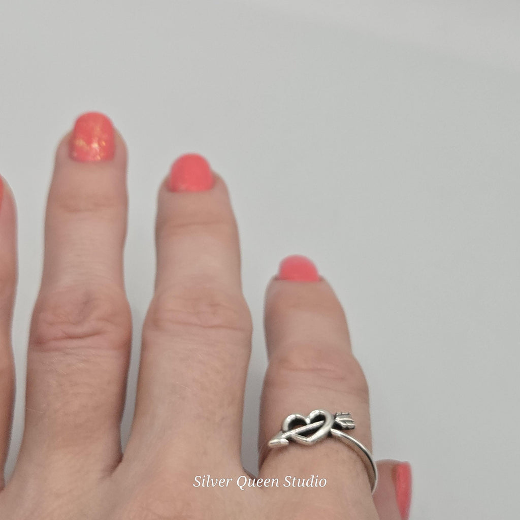James Avery Love’s Arrow Heart Ring, Sterling Silver, Size 7.5