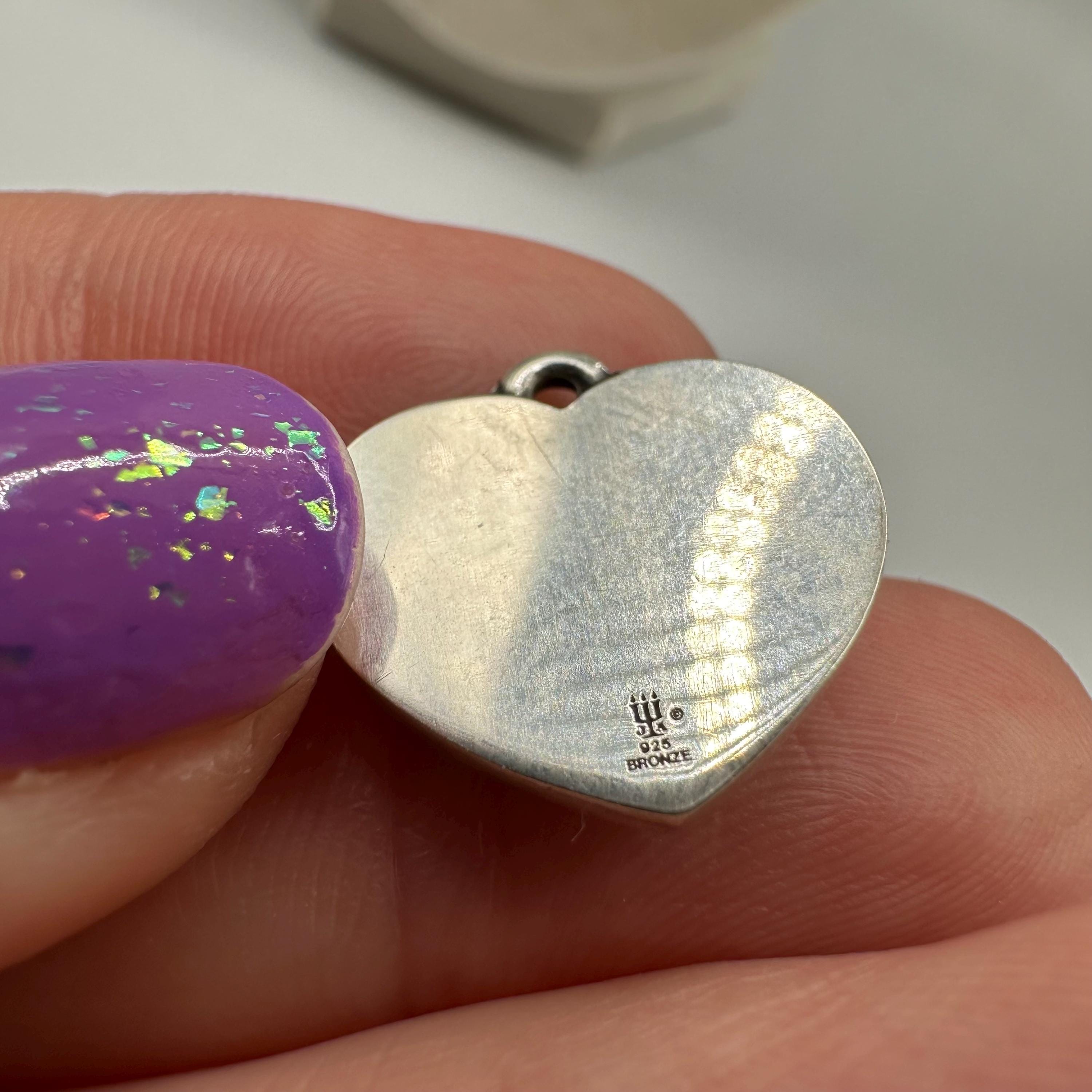 James Avery Loving Sweet Great #1 Spinner Charm Pendant, Sterling Silver Heart with Bronze Arrow