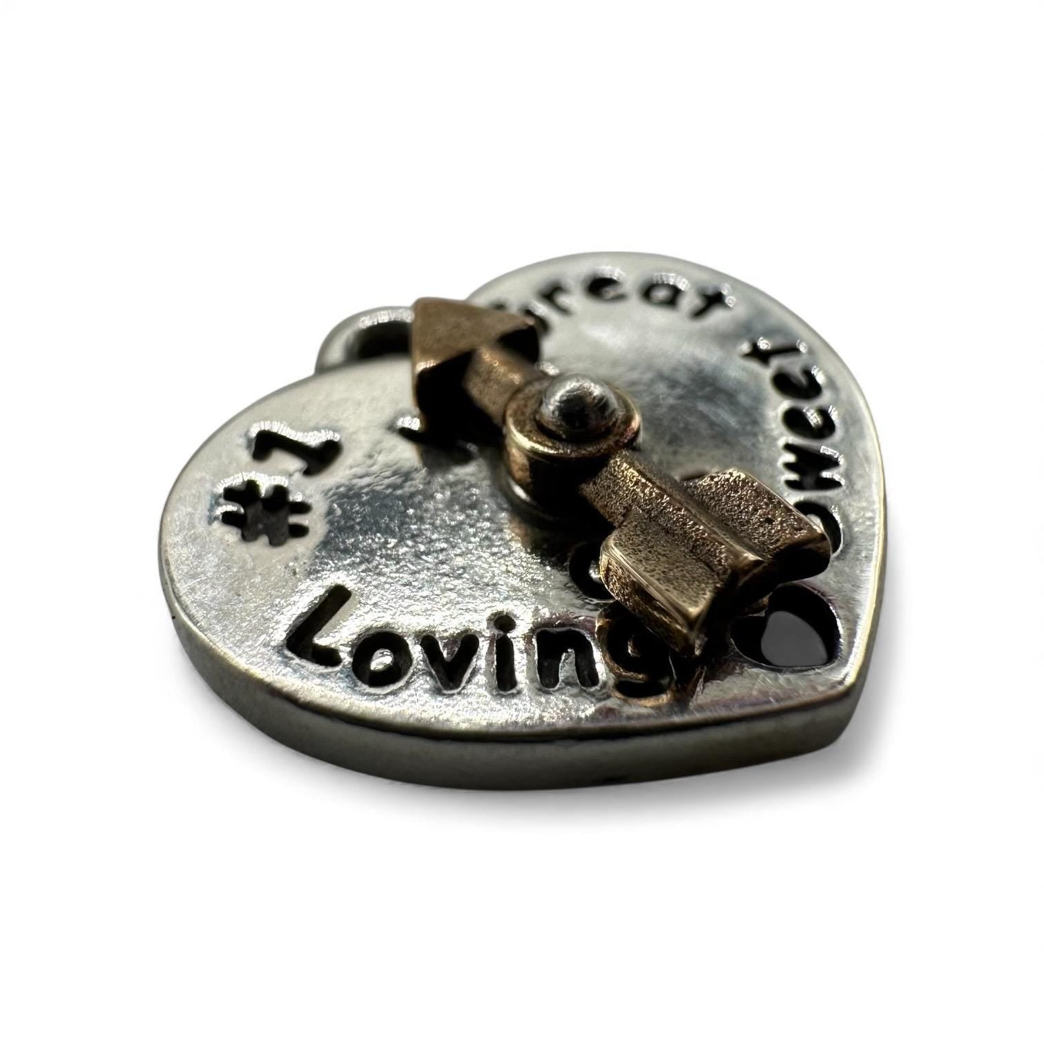 James Avery Loving Sweet Great #1 Spinner Charm Pendant, Sterling Silver Heart with Bronze Arrow