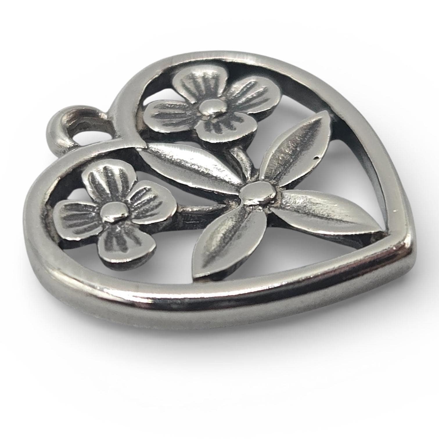 James Avery Retired Floral Heart Charm, 925 Sterling Silver, No Loop