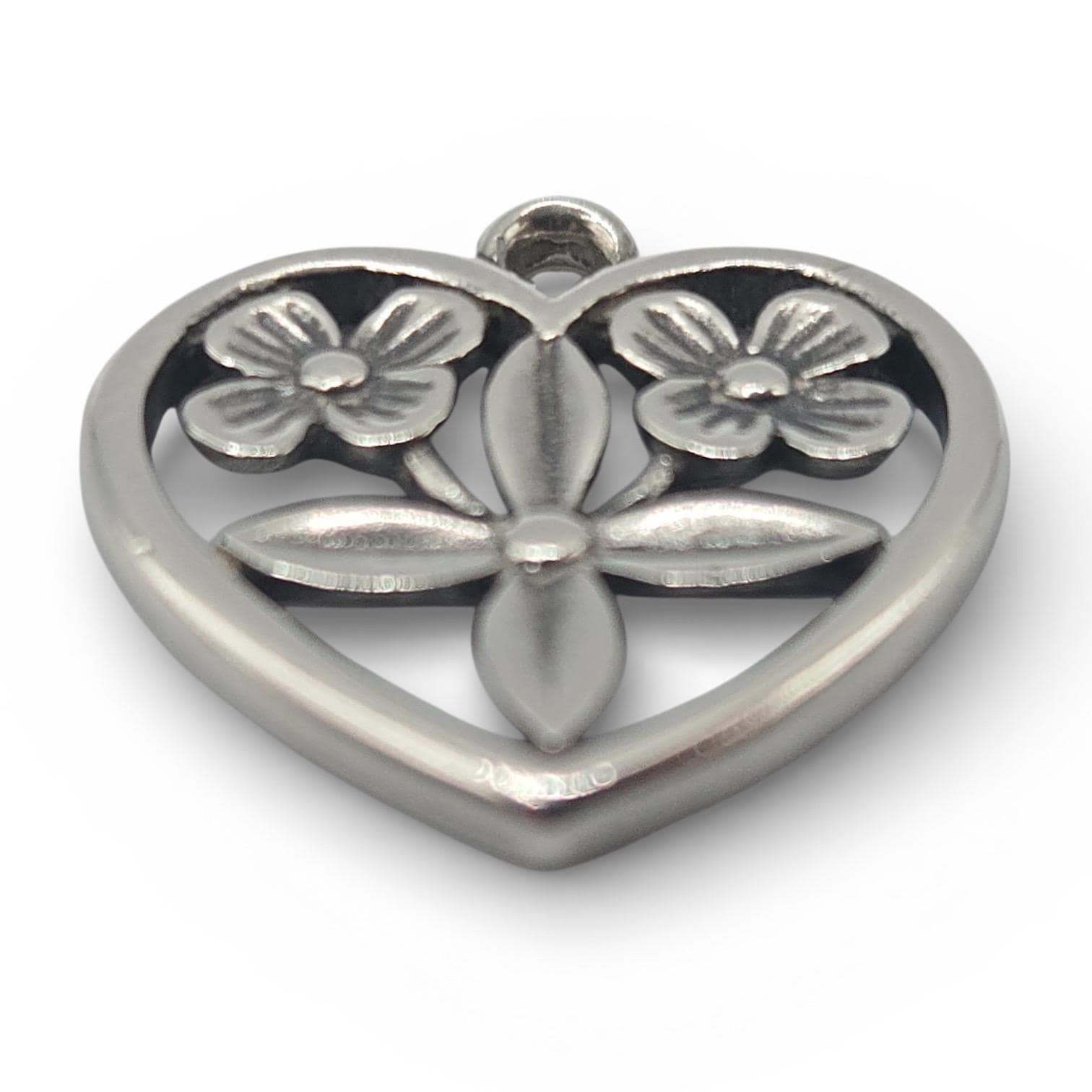 James Avery Retired Floral Heart Charm, 925 Sterling Silver, No Loop