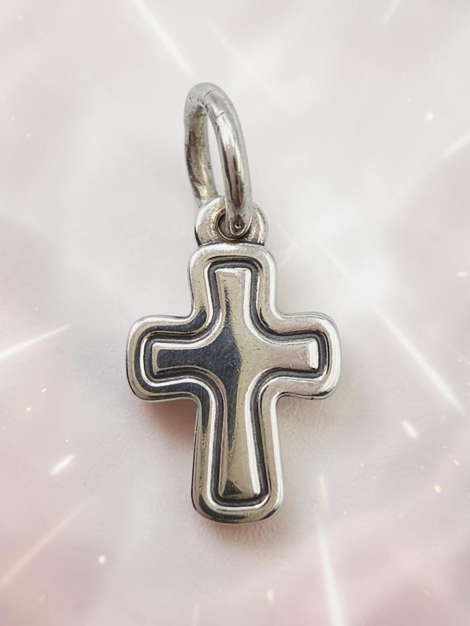 James Avery Small Framed Cross Sterling Silver Charm Pendant Dainty