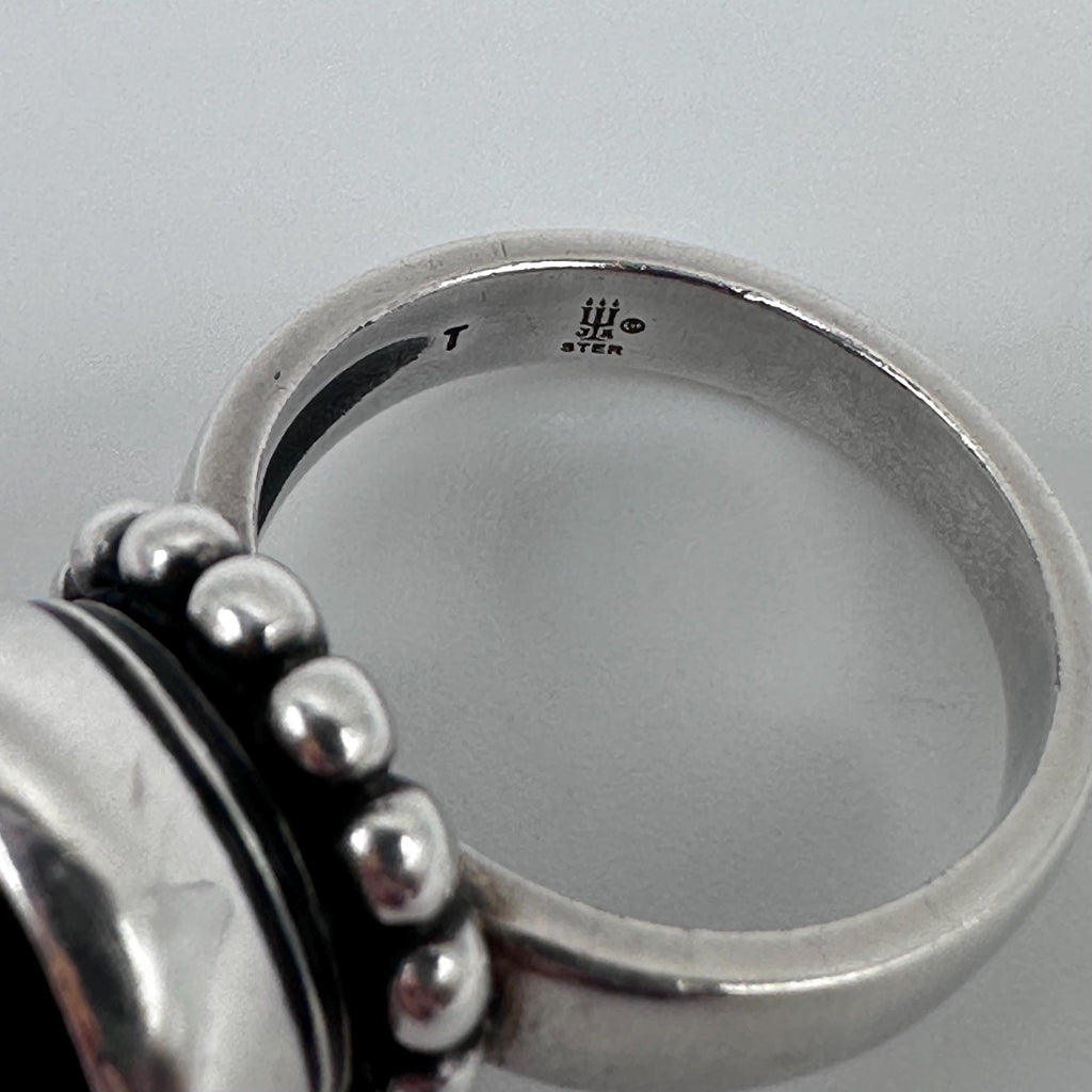 James Avery Sterling Silver and Black Onyx Ring Size 6.25 Retired