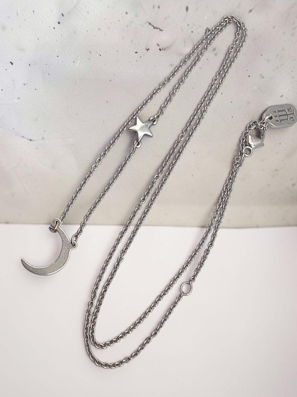 James Avery sterling silver Shoot for the Moon crescent and star necklace on adjustable cable chain