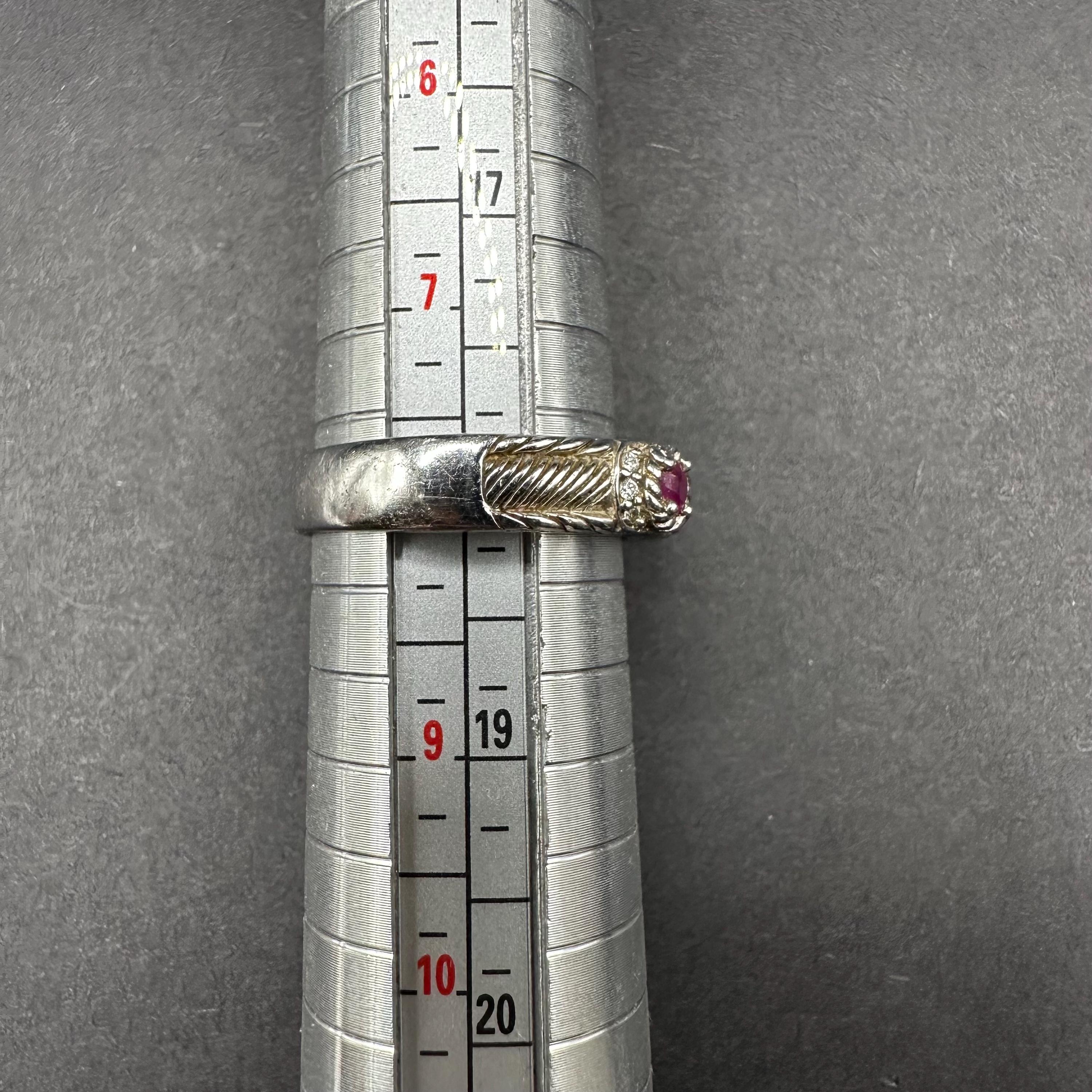 Judith Ripka Sterling Silver 925 Cz Thailand Red Gem Ring Size 7.75