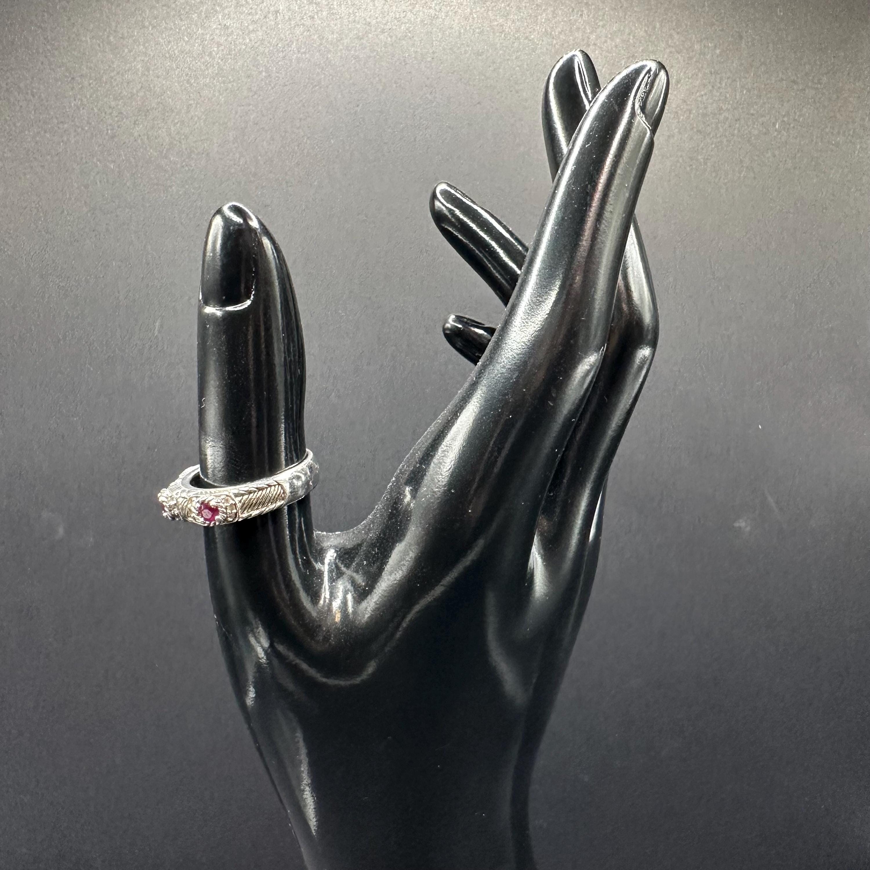 Judith Ripka Sterling Silver 925 Cz Thailand Red Gem Ring Size 7.75