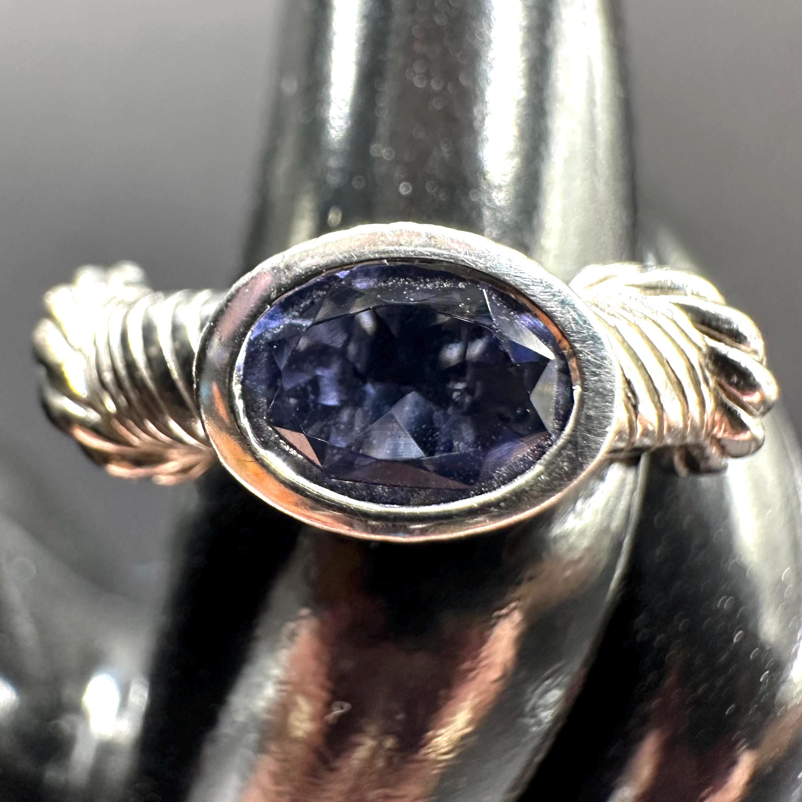 Judith Ripka Sterling Silver 925 with Blue Gemstones Cable Ring Size 5.75