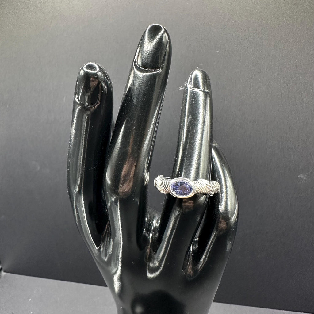 Judith Ripka Sterling Silver 925 with Blue Gemstones Cable Ring Size 5.75