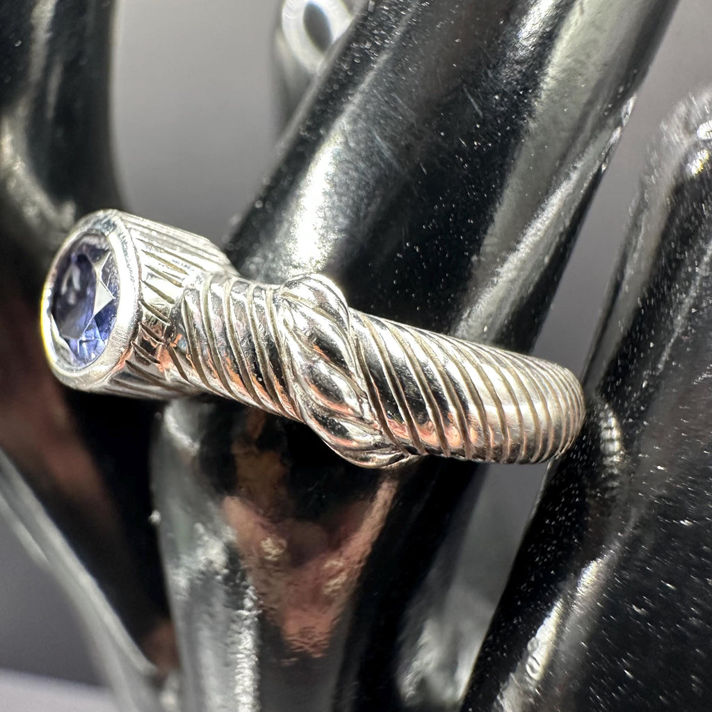 Judith Ripka Sterling Silver 925 with Blue Gemstones Cable Ring Size 5.75