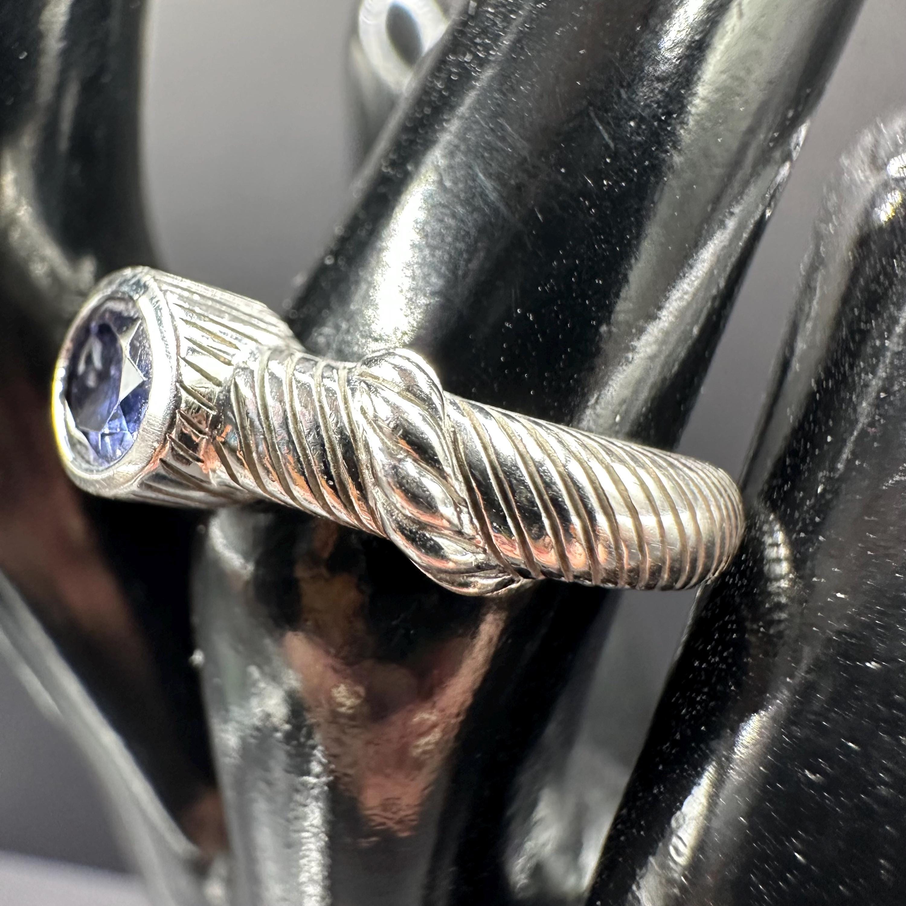 Judith Ripka Sterling Silver 925 with Blue Gemstones Cable Ring Size 5.75