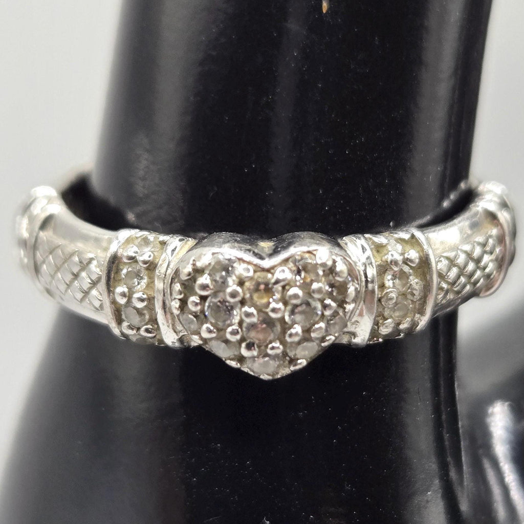 Judith Ripka Sterling Silver CZ Heart Ring Size 9