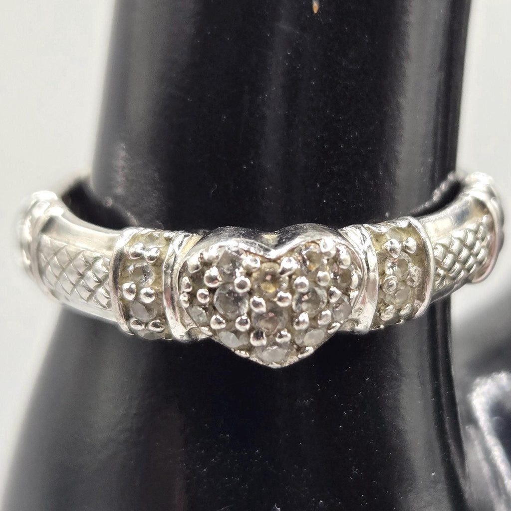 Judith Ripka Sterling Silver CZ Heart Ring Size 9
